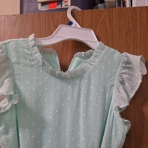 Rare Editions Mint Green Ruffle Sleeve Dress